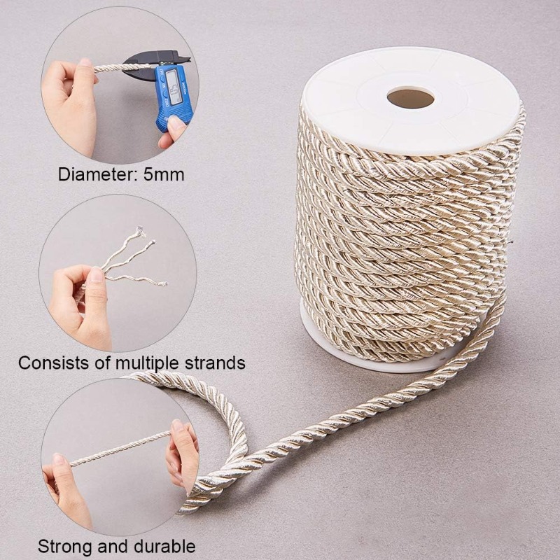 約50フィート クラフトナイロンロープ 5mm 3プライツイ - Cord Trim Twisted のレビューと価格